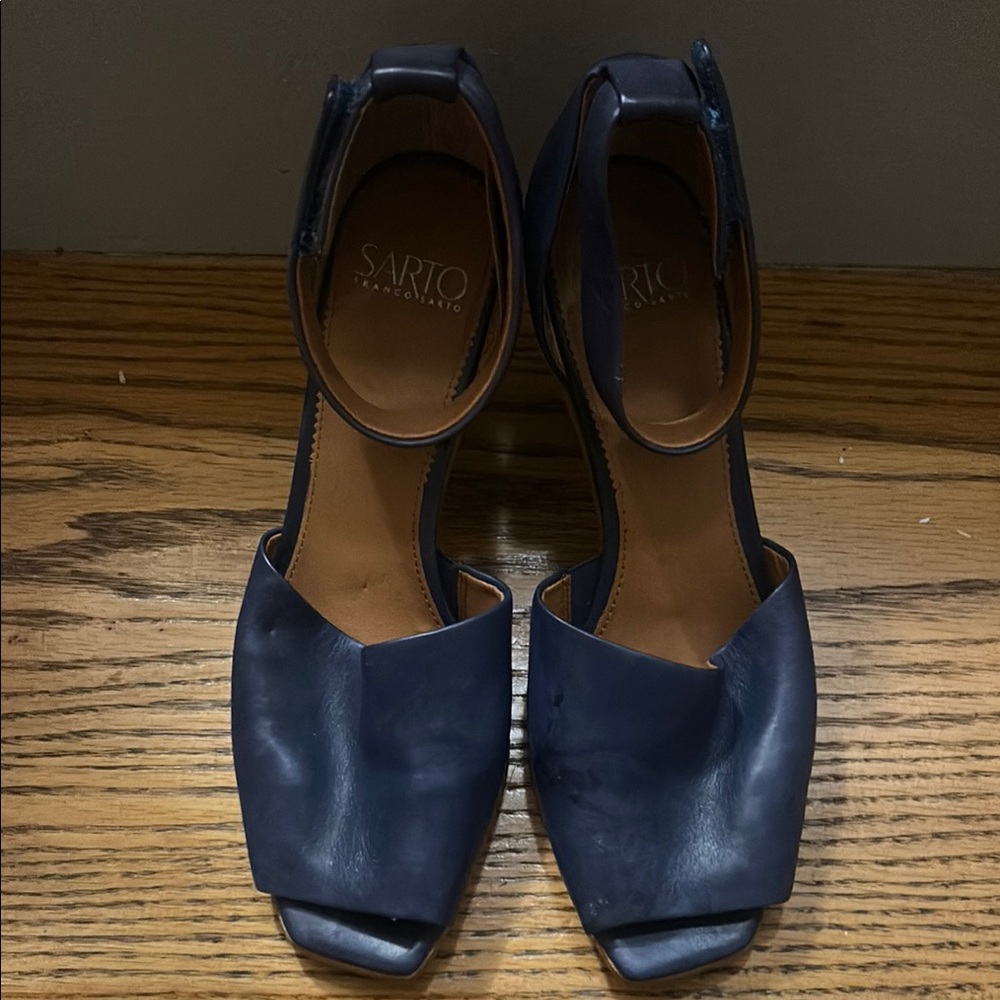 Blue Heels with Ankle Strap Open Toe